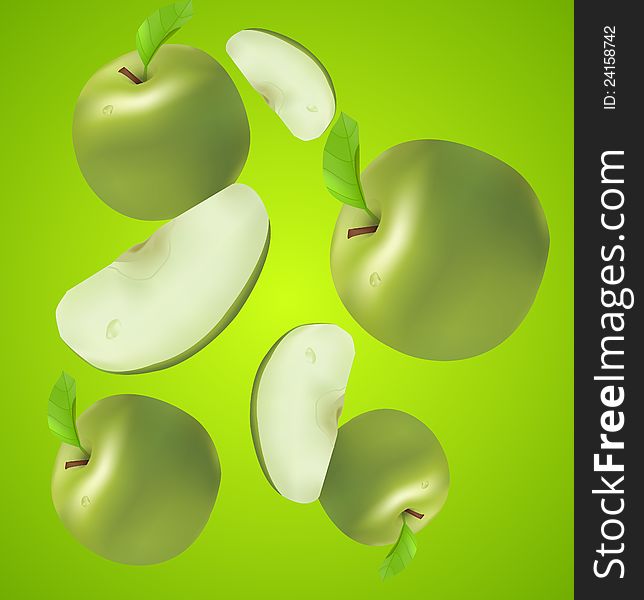 Juicy Vector Apples With Sections