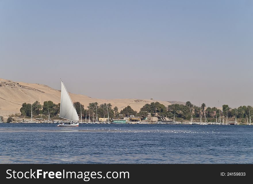 Egyptian sailing boat, Nile, Aswan. Egyptian sailing boat, Nile, Aswan.