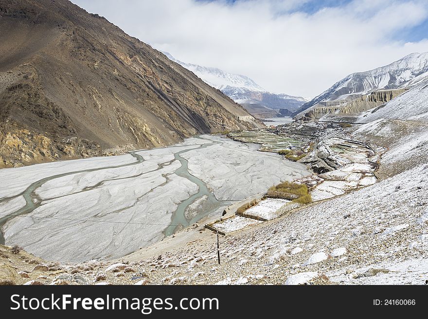 Empty river during winter time in Himalaya. Empty river during winter time in Himalaya