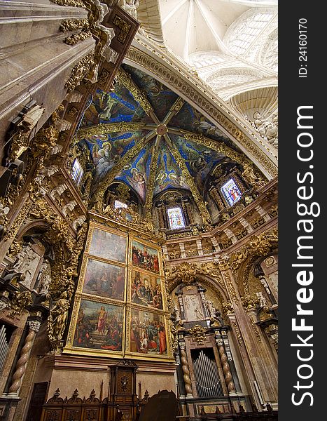 Main altar of the Saint Mary Cathedral in Valencia, Spain. The Cathedral is the mother Church of the Christian community in Valencia. Main altar of the Saint Mary Cathedral in Valencia, Spain. The Cathedral is the mother Church of the Christian community in Valencia.