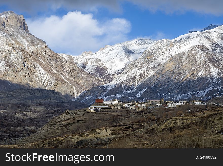 Himalaya panorama during sundown, Nepal