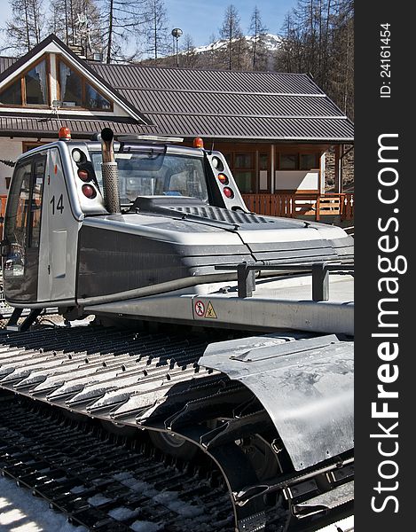 Snowcat on hold in an italian ski resort