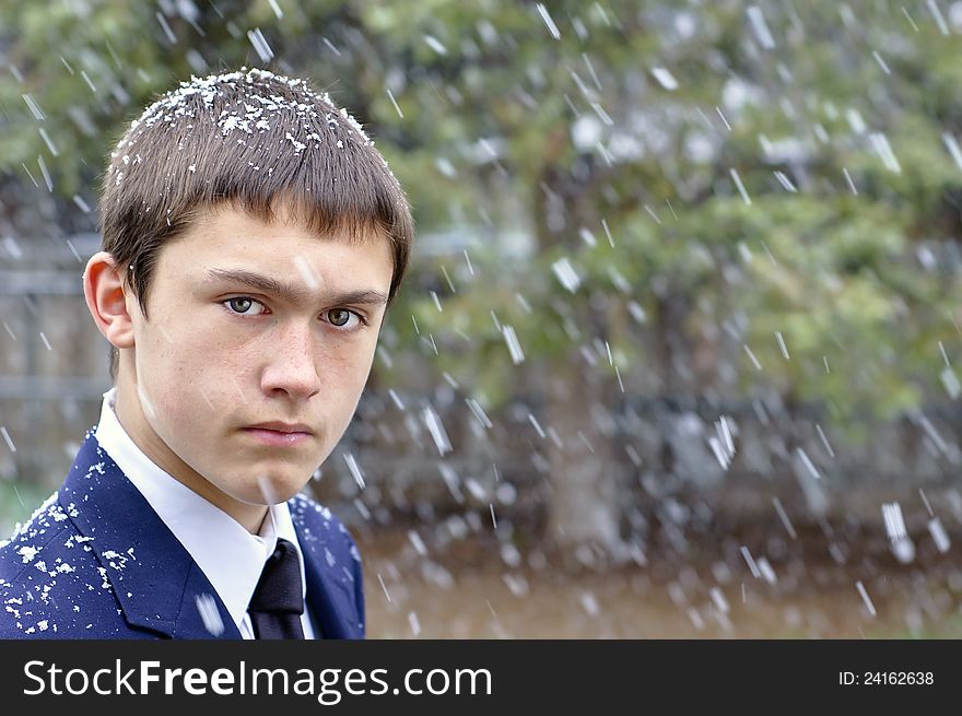 Guy in the snow looking at camera