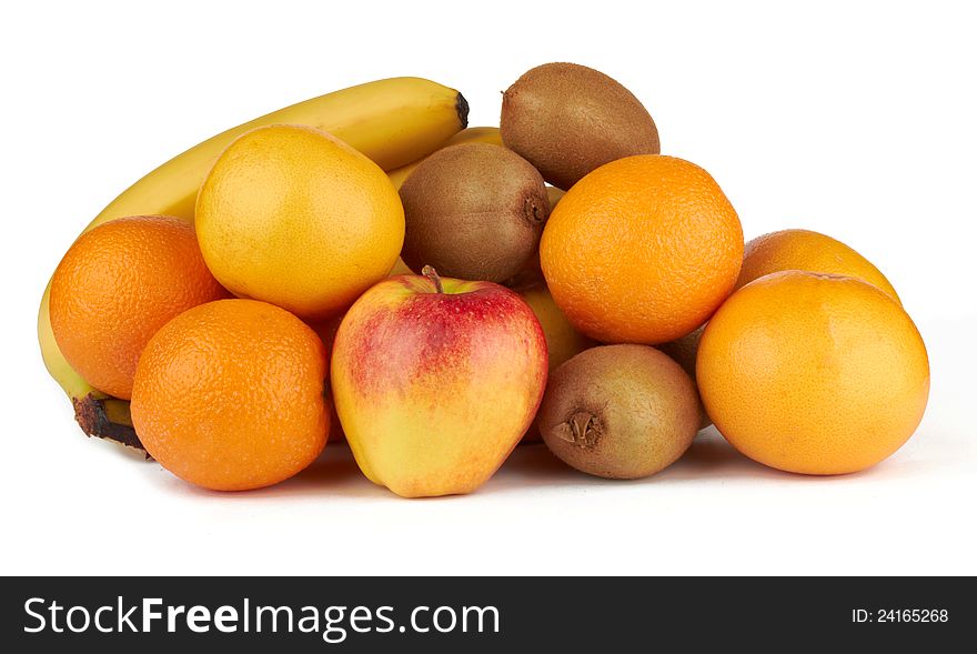 Fresh fruits  on a white