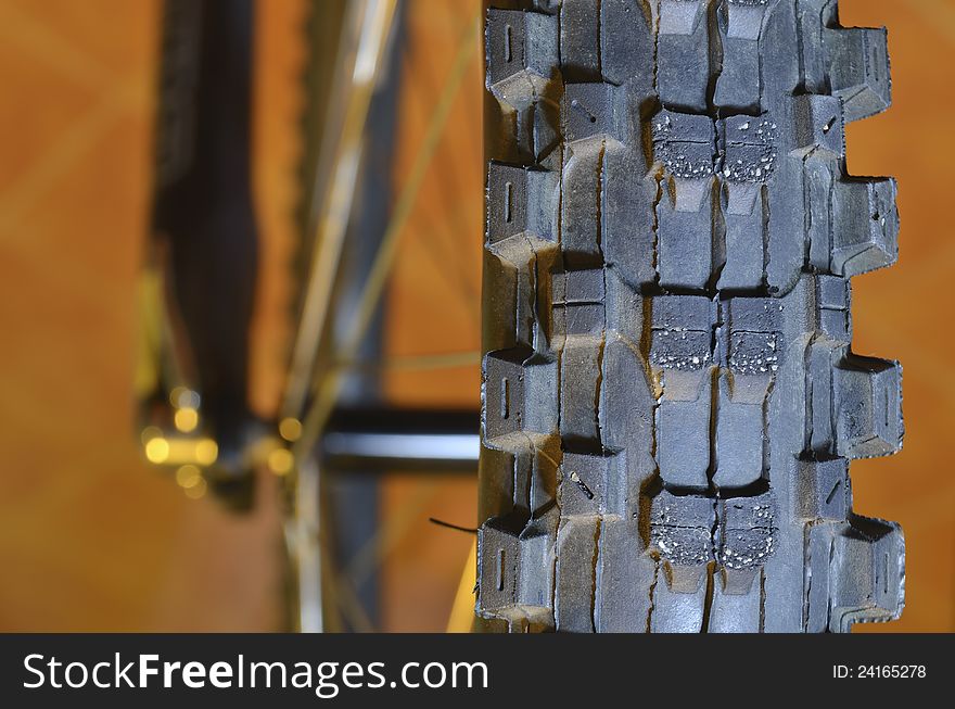 Closeup of mountain bike tire. Closeup of mountain bike tire