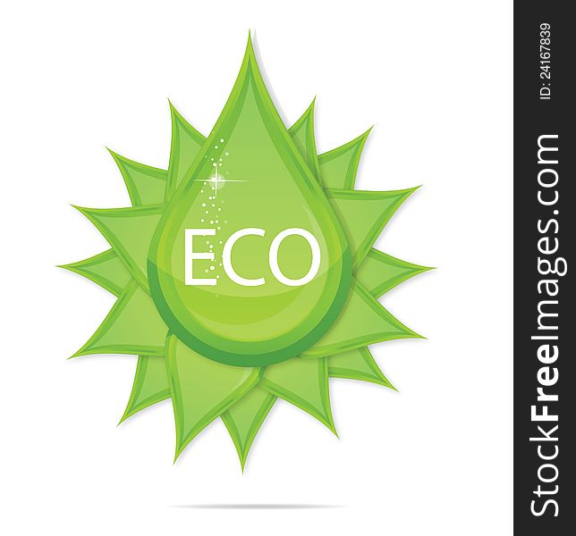 Creative eco green drop symbol on the white