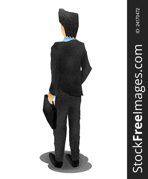 Business man from the back,illustration