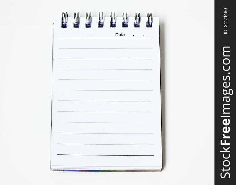 A notebook on  white background