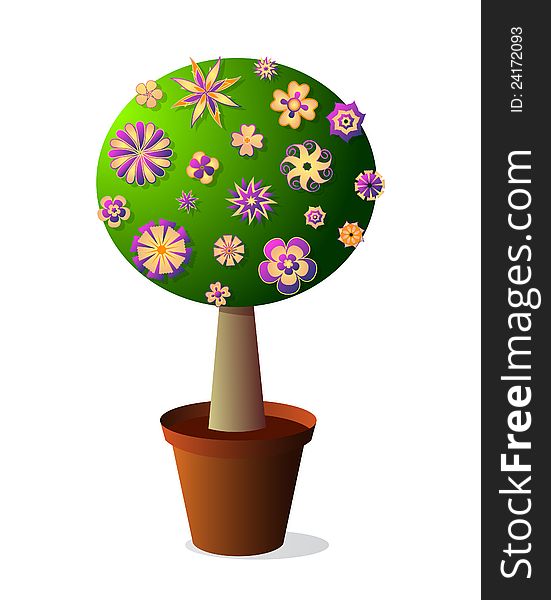 Decorative home tree with various flowers. Decorative home tree with various flowers