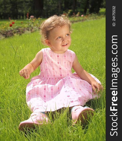 Little girl with pink dress. Little girl with pink dress