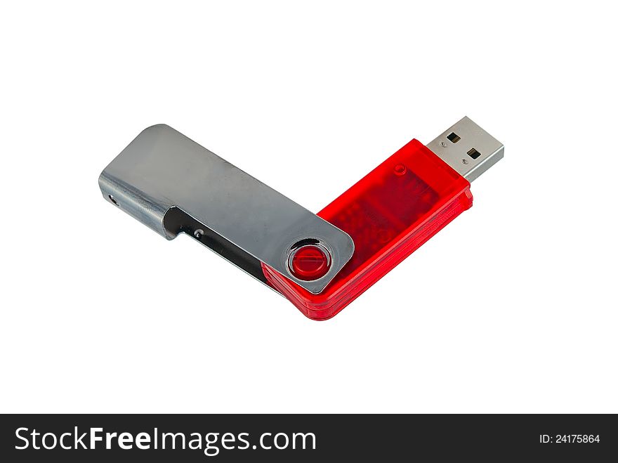 USB flash red isolated on white background