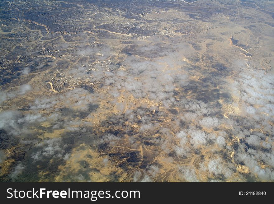Aerial View Desert And Montain
