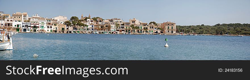 Panoramic view of small village in Mallorca called Porto Colom. Panoramic view of small village in Mallorca called Porto Colom