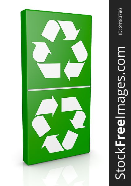 One domino piece with recycling symbols (3d render). One domino piece with recycling symbols (3d render)