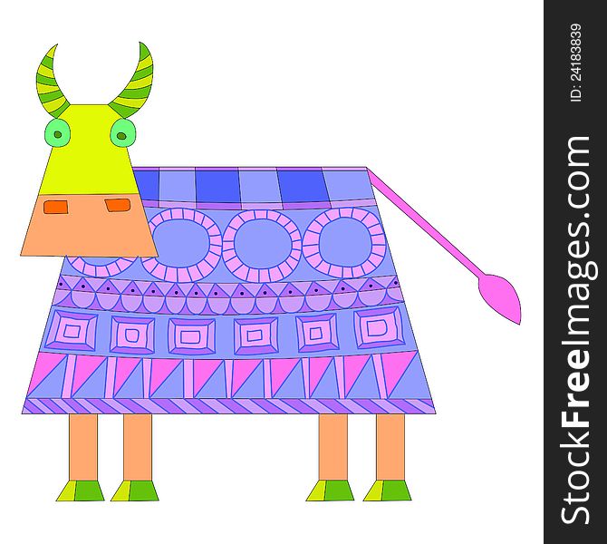 Design cow. Cartoon illustration.