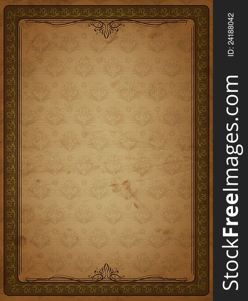 Grunge background with floral pattern and frame