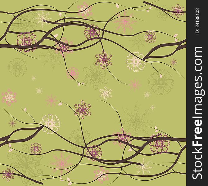 Seamless Floral Background With Branches 1