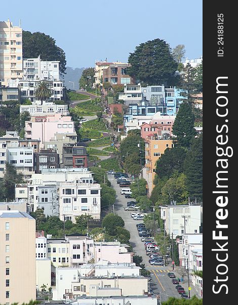 San Francisco Lombard in a misty day. San Francisco Lombard in a misty day