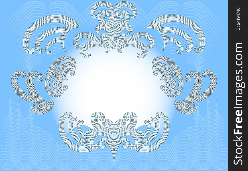 A illustration of light blue label with ornaments with a place for text