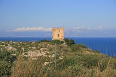 Hilltop Normand Tower. Sea Sky Royalty Free Stock Photography Hilltop Normand Tower. Sea Sky Royalty Free Stock Photography