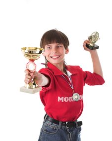 Boy Winning In Competition Stock Photos