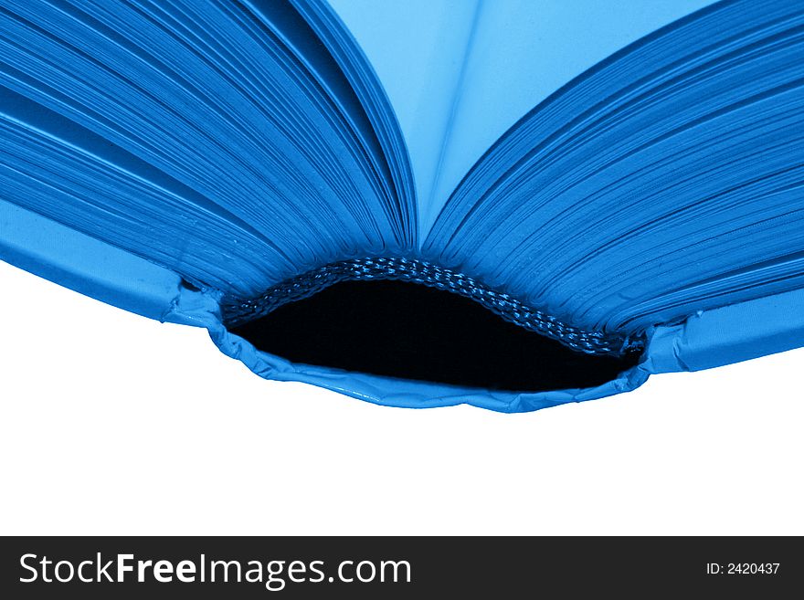 Thick Open Book, Blank Pages On A White Background, Blue Toning