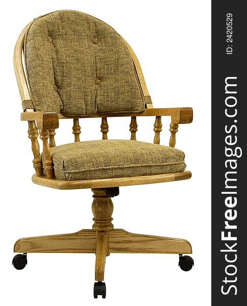 Solid Oak Captain's Swivel Caster Dining Chair. Solid Oak Captain's Swivel Caster Dining Chair