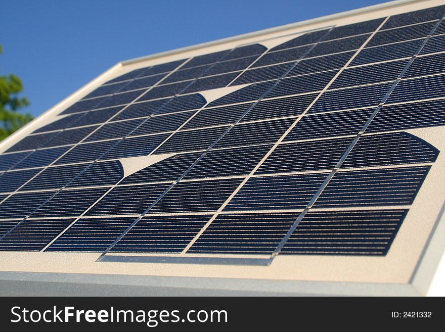 Up close details of a small solar panel