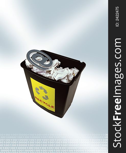 @ inside a dustbin with gray back ground. @ inside a dustbin with gray back ground