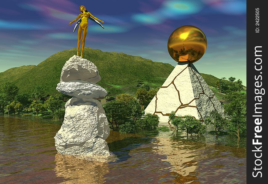 Fantastic scene monument is executed by e in 3 d. Fantastic scene monument is executed by e in 3 d