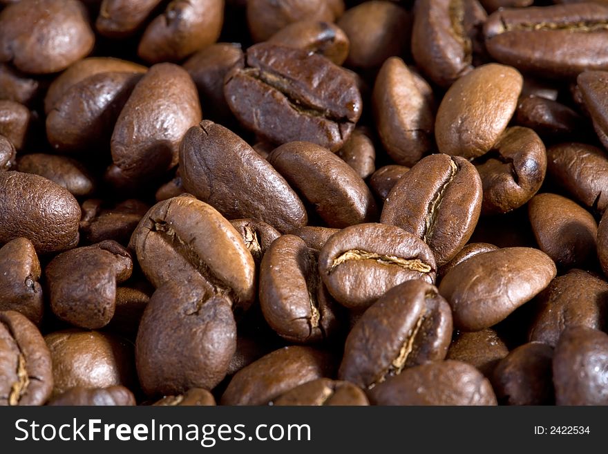 Closeup of good smelling Coffeebeans. Great as texture or background.