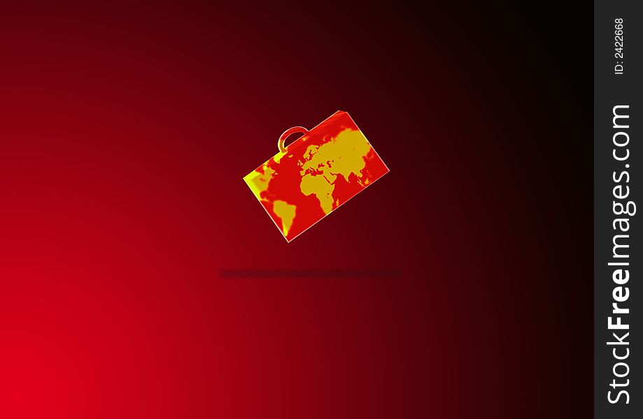 Illustration of a globe as business bag in red. Illustration of a globe as business bag in red