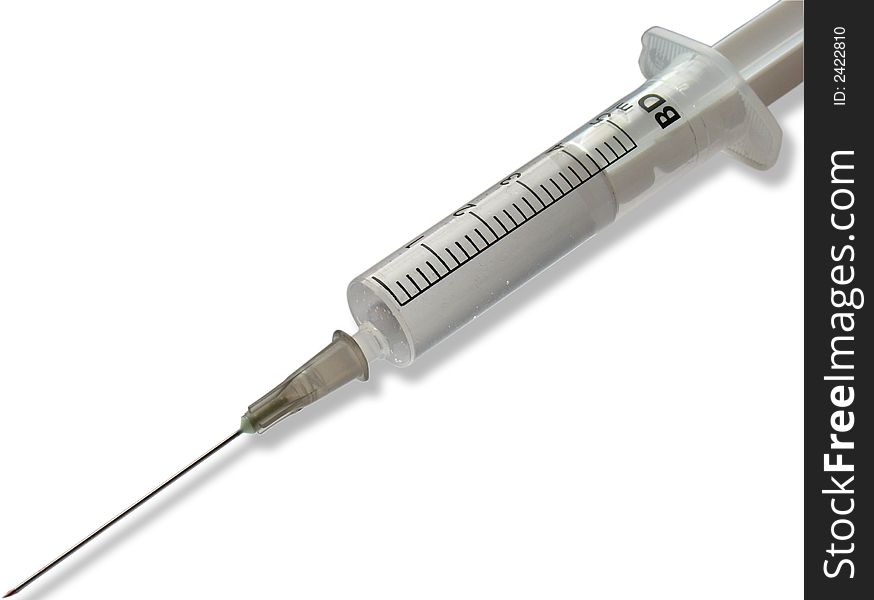 Syringe on a white background