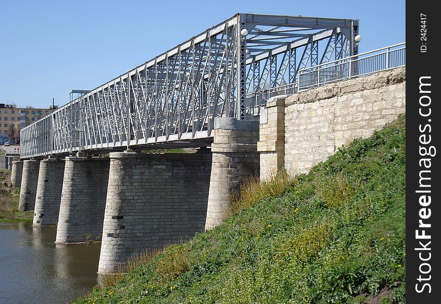 Old stone bridge, restored with steel