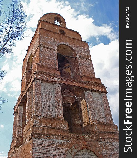 Old bell tower, destroyed during war. Old bell tower, destroyed during war
