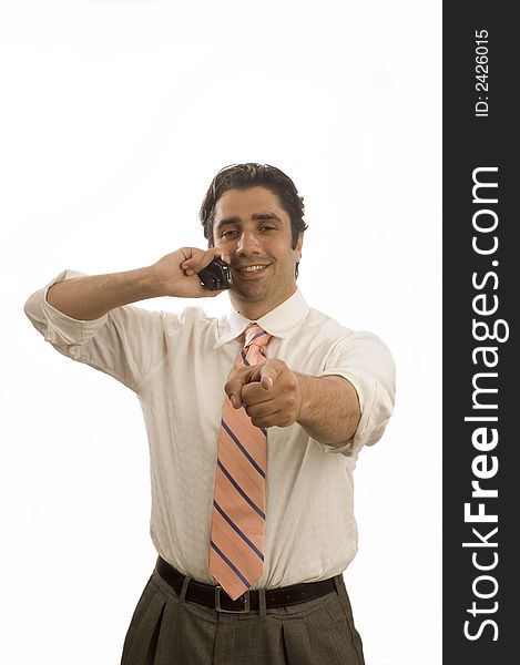 Young executive on phone