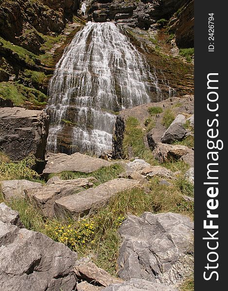 Waterfall in NP Ordesa in Pyrenees. Waterfall in NP Ordesa in Pyrenees.