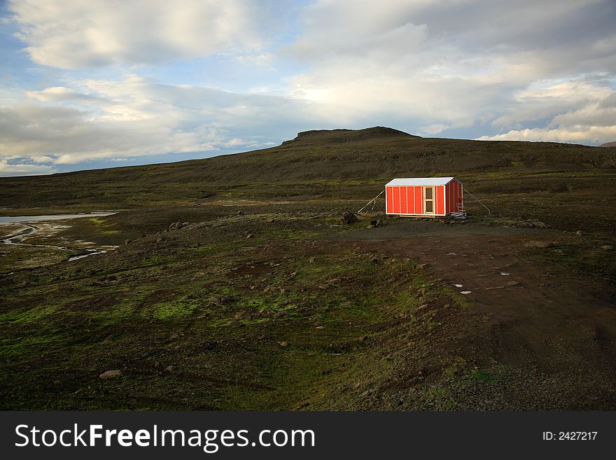 Isolation an emergency hut in the middle of nowhere Iceland