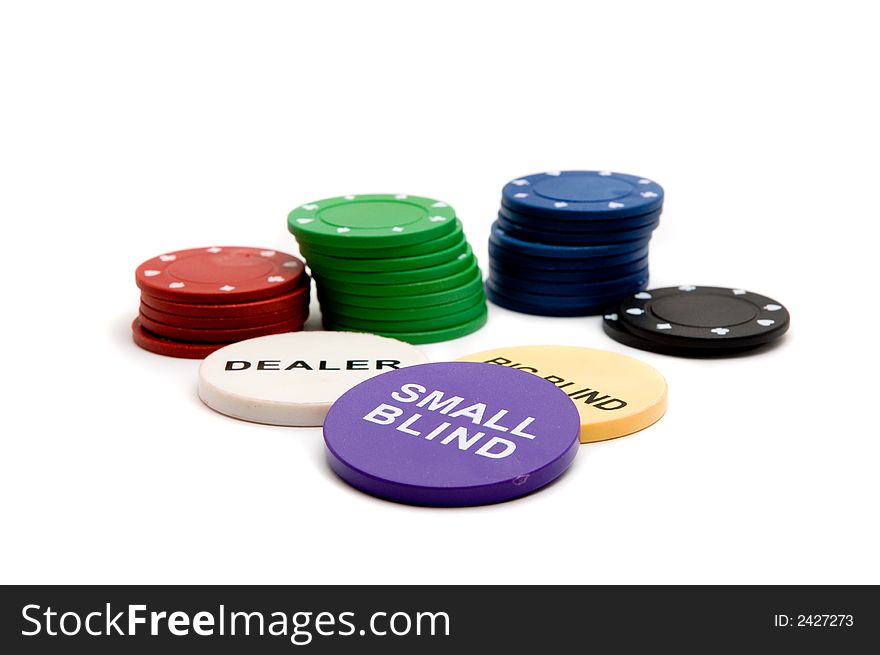 Poker chips isolated on white