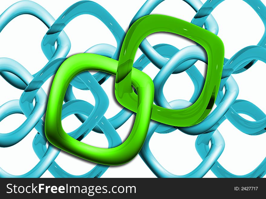 3d,blue and green chains