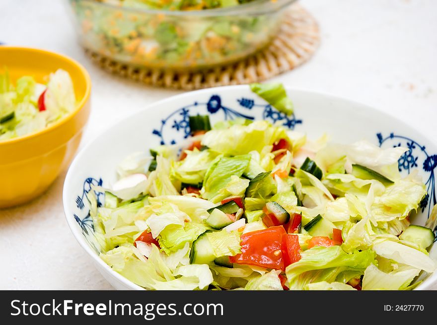 Fresh healthy fruit salads in bowls