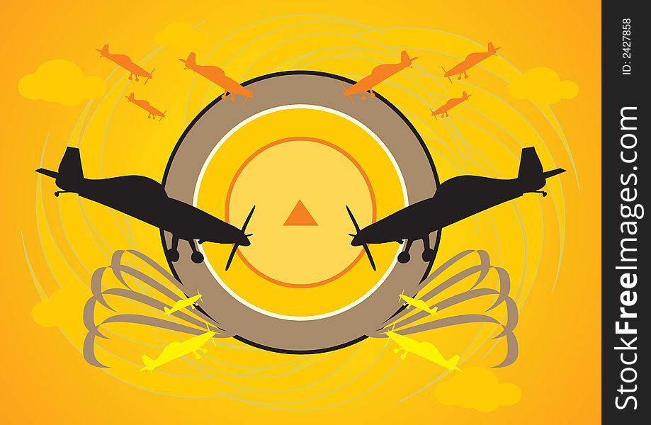 Grunge planes illustration logo style