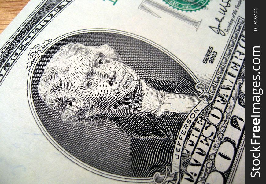 Jefferson on a two dollar bill