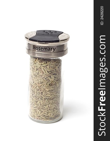 A Jar of Rosemary  isolated on a white backgorund