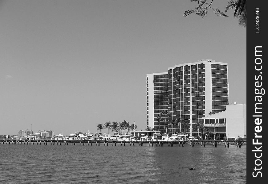 A hotel and a pier located on the Gulf of Mexico in sunny Fort Myers, Florida. A hotel and a pier located on the Gulf of Mexico in sunny Fort Myers, Florida.