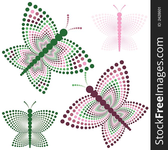 Four Stylized Butterflies, change the colors as you like