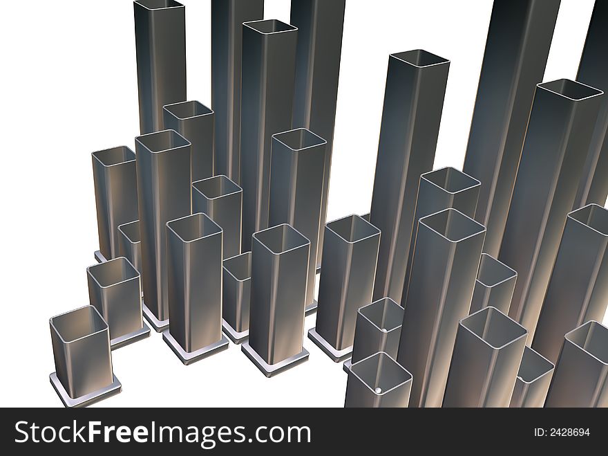 3d metallic rectangles on a white background