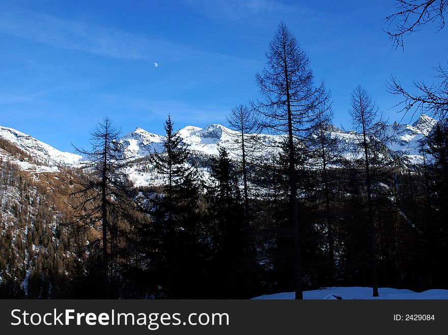 Mountains near Champoluc, Italy, in winter. Mountains near Champoluc, Italy, in winter