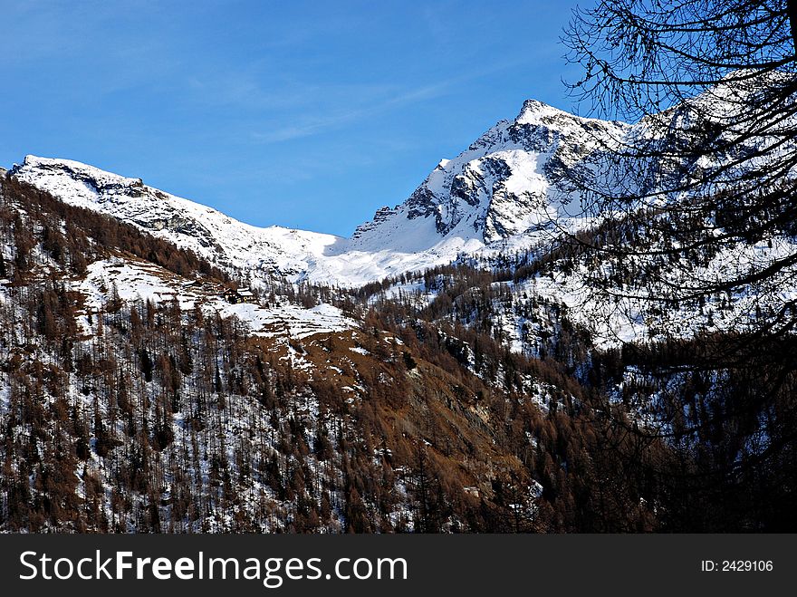 Mountains near Champoluc, Italy, in winter. Mountains near Champoluc, Italy, in winter
