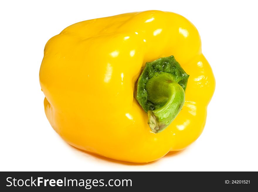 Bulgarian pepper yellow on a white background. Bulgarian pepper yellow on a white background